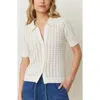 Marine Layer Piper Pointelle Stitch Cotton Button-up Shirt In Cream