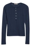 Marine Layer Pointelle Henley In Blue