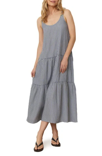 Marine Layer Poppy Stripe Sleeveless Seersucker Maxi Dress In Navy/white Stripe