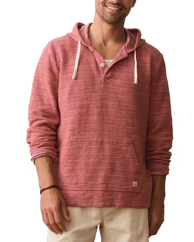 Marine Layer Portola Beach Stripe Drawstring Hoodie In Burgundy