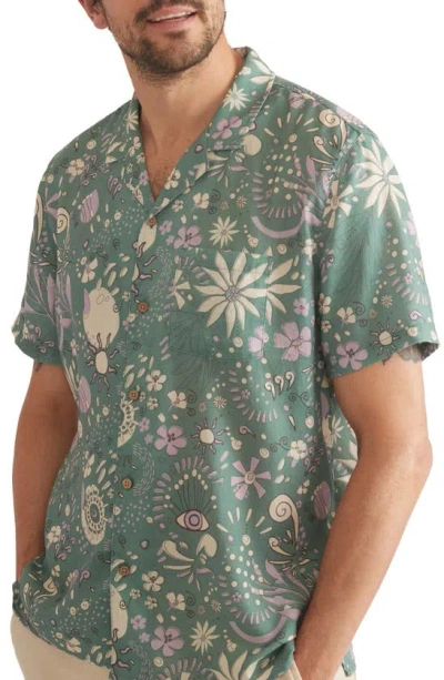 Marine Layer Print Button-up Camp Shirt In Green Floral