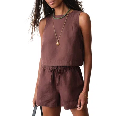 Marine Layer Quinn Sleeveless Linen Blend Crop Top In Brown