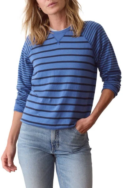Marine Layer Raglan Sleeve Reversible Cotton Blend Top In Blue