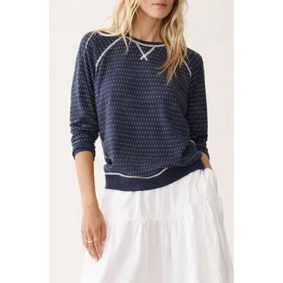 Marine Layer Raglan Sleeve Reversible Cotton Blend Top In Blue
