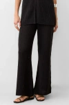 Marine Layer Ray Open Stitch Wide Leg Sweater Pants In Black