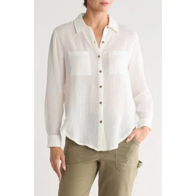 Marine Layer Reese Cotton Button-up Shirt In White