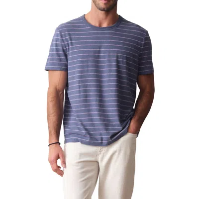 Marine Layer Relaxed Striped Cotton & Hemp T-shirt In Blue