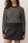 Marine Layer Robin Texture Crewneck Crop Sweater In Black