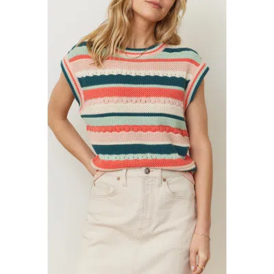 Marine Layer Rory Stripe Open Knit Sweater Vest In Multi Stripe