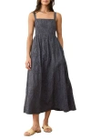 Marine Layer Rosette Eyelet Pima Cotton Midi Sundress In Gray
