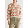 Marine Layer Ruby Pointelle Sweater<br /> In Green Multi Chevron