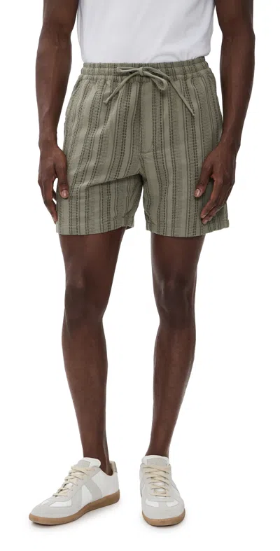Marine Layer Saturday Dobby Stripe Short 6 Olive In Brown