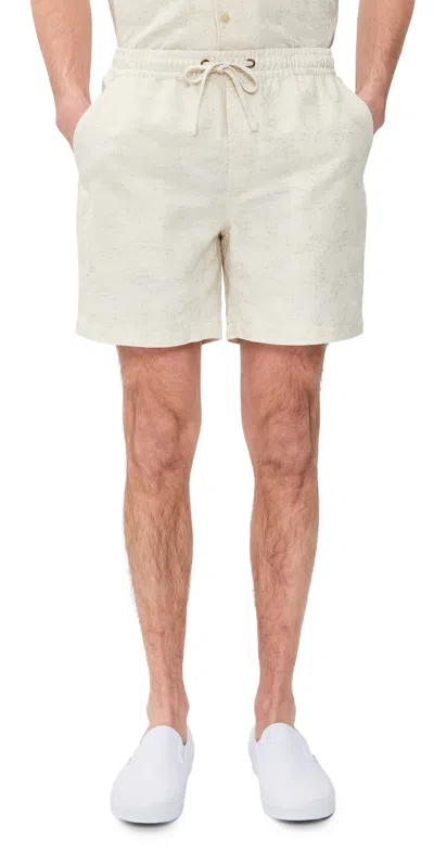 Marine Layer Saturday Jacquard Linen Shorts 6 Natural/tan In Neutral