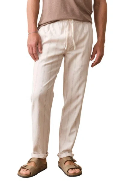 Marine Layer Saturday Stripe Drawstring Hemp Blend Beach Pants In Pink