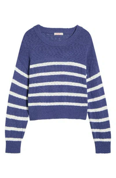 Marine Layer Sea Breeze Placed Stripe Cotton Crewneck Sweater In Blue