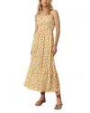 Marine Layer Selene Geo Print Smocked Tiered Maxi Sundress In Yellow