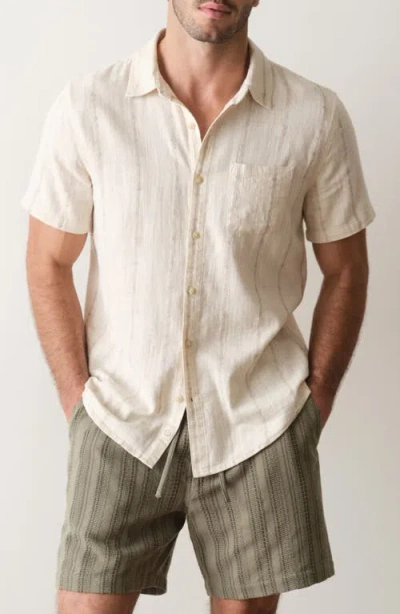 Marine Layer Selvage Short Sleeve Button Up Shirt In Neutral
