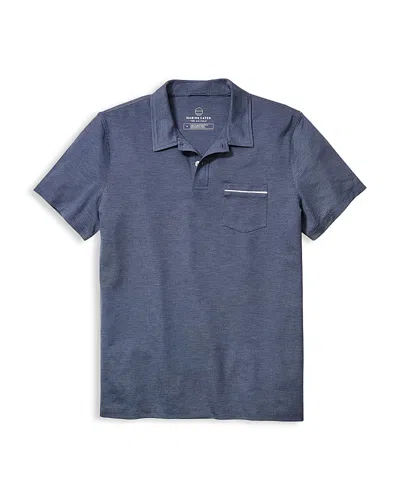 Marine Layer Short Sleeve Air Pocket Polo Shirt In Blue