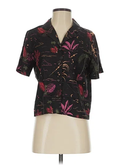 Pre-owned Marine Layer Short Sleeve Blouse In Black