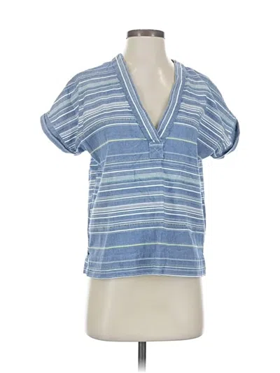 Pre-owned Marine Layer Short Sleeve Blouse In Blue