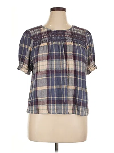 Pre-owned Marine Layer Short Sleeve Blouse In Blue