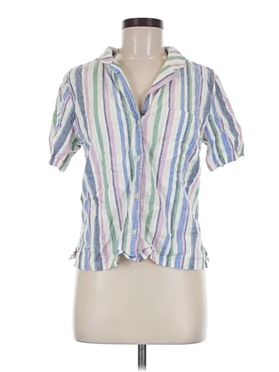 Pre-owned Marine Layer Short Sleeve Blouse In Blue