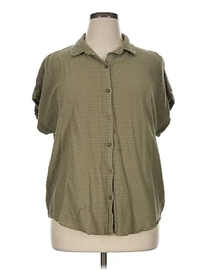 Pre-owned Marine Layer Short Sleeve Blouse In Green