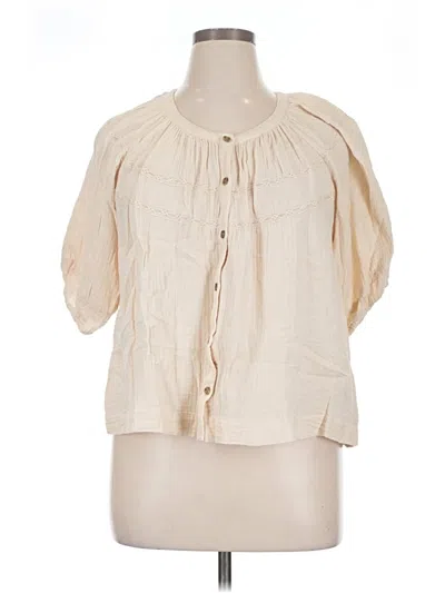 Pre-owned Marine Layer Short Sleeve Blouse In Ivory