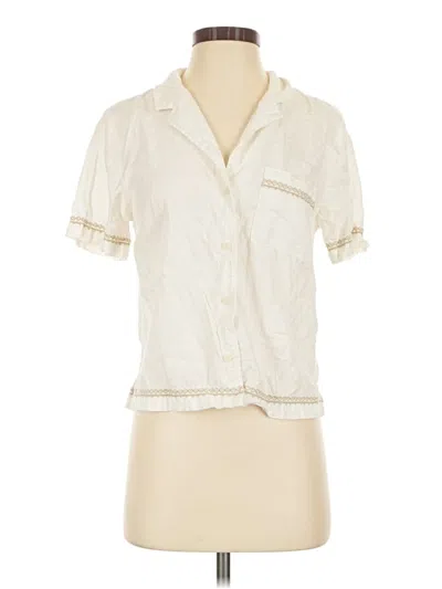 Pre-owned Marine Layer Short Sleeve Blouse In Ivory