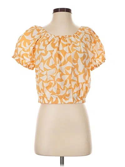 Pre-owned Marine Layer Short Sleeve Blouse In Orange