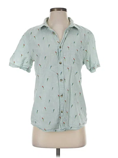 Pre-owned Marine Layer Short Sleeve Blouse In Teal