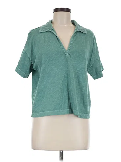 Pre-owned Marine Layer Short Sleeve Blouse In Teal