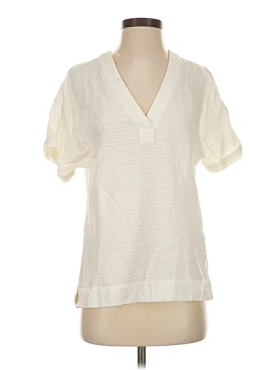 Pre-owned Marine Layer Short Sleeve Blouse In White
