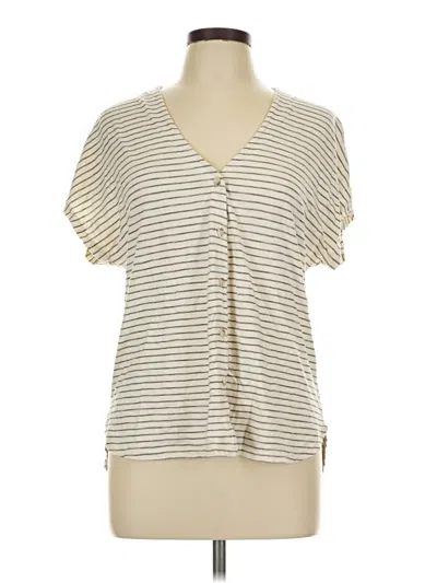 Pre-owned Marine Layer Short Sleeve Blouse In White