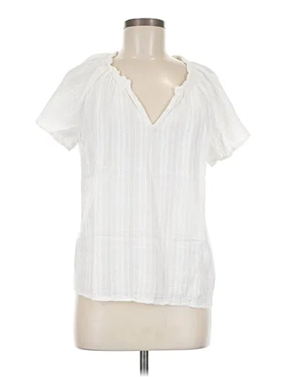 Pre-owned Marine Layer Short Sleeve Blouse In White