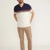 MARINE LAYER SHORT SLEEVE ENGINEERED STRIPE POLO IN NAVY COLORBLOCK