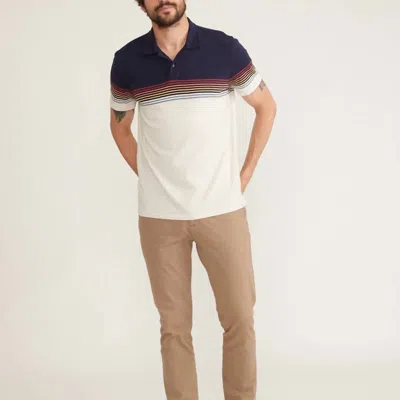 Marine Layer Short Sleeve Engineered Stripe Polo In Navy Colorblock In Blue