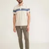 MARINE LAYER SHORT SLEEVE ENGINEERED STRIPE POLO IN SAND COLORBLOCK