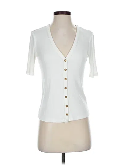 Pre-owned Marine Layer Short Sleeve Henley Shirt In White