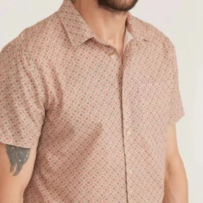 Marine Layer Short Sleeve Printed Shirt In Geo Print In Neutral