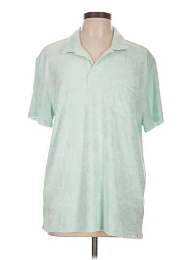 Pre-owned Marine Layer Short Sleeve Top Green Collared Neckline Tops