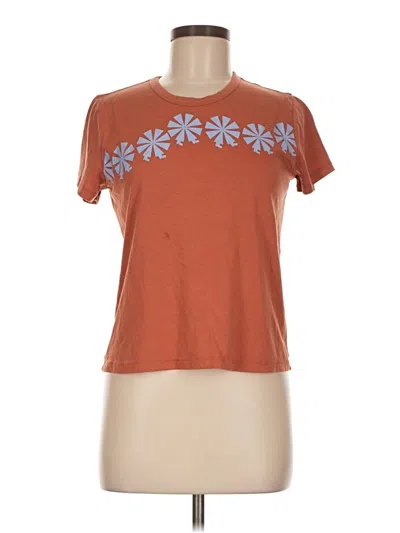 Pre-owned Marine Layer Short Sleeve Top Orange Crew Neck Tops