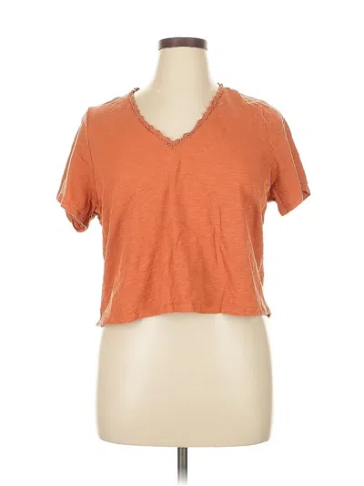 Pre-owned Marine Layer Short Sleeve Top Orange V Neck Tops