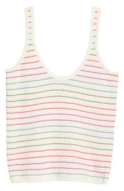 Marine Layer Siena Stripe Cotton Pointelle Sweater Tank In Multi