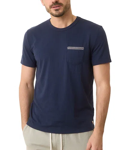 Marine Layer Signature Embroidered Pocket Tee In Mood Indigo