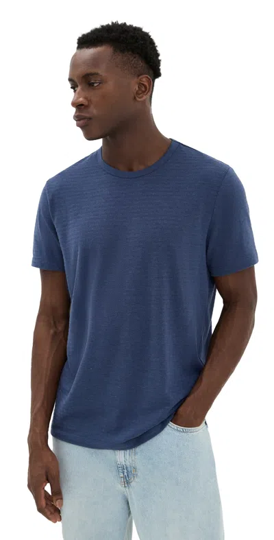 Marine Layer Signature Jacquard Crew Tee Mood Indigo