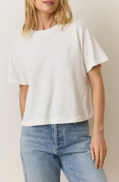 Marine Layer Slub Cotton Crop T-shirt In Bright White