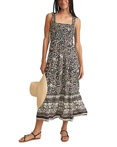 Marine Layer Smocked Tiered Maxi Dress In Black