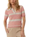 Marine Layer Spencer Open Stitch Short Sleeve Polo Sweater In Pink Groove