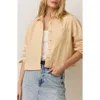 Marine Layer Stripe Boxy Crop Shirt In Gold Stripe